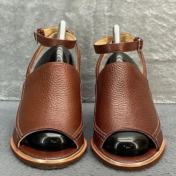 Clarks Tobacco Brown Leather Classy Ankle Strap Sandals Size 7 / 7.5 - Picture 2 of 8